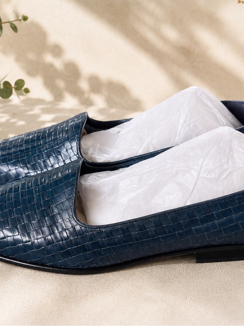 Trotters Women's Woven Leather Slip-On Loafers in Navy